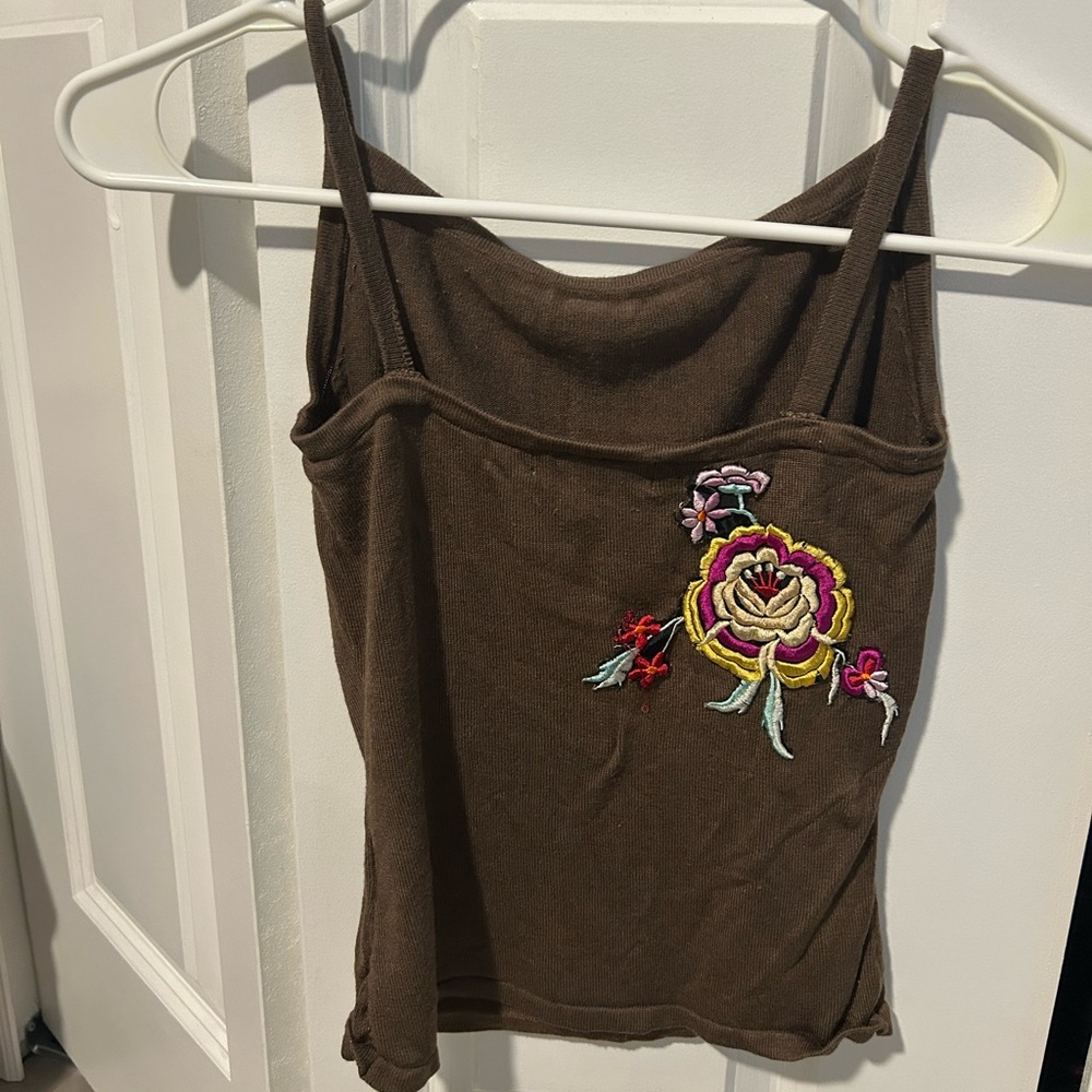 ba&sh Brown Floral Embroidered Camisole